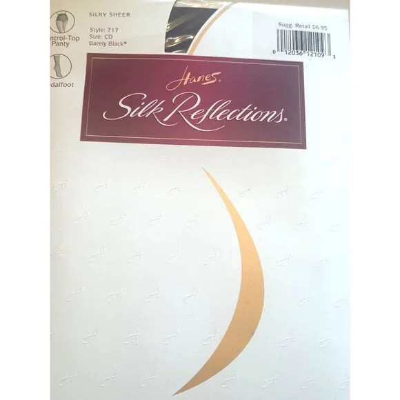 Hanes Silk‎ Reflections Control Top Pantyhose Size CD 3 Pr Barely Black Silky - Picture 2 of 4
